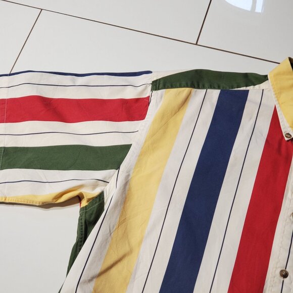 TOMMY HILFIGER STRIPED COTTON SHIRT SHORT SLEEVE SIZE XL - Picture 5 of 8